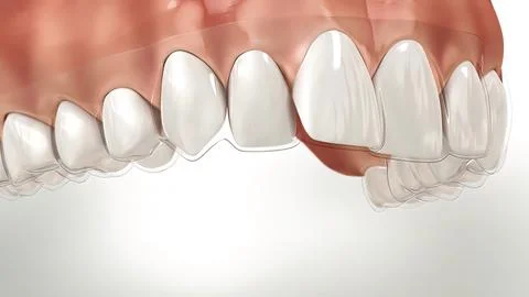 Invisalign braces or invisible retainer make bite correction. Medically accur Stock Illustration