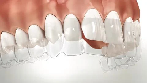 Invisalign braces or invisible retainer make bite correction. Medically accur Stock Illustration