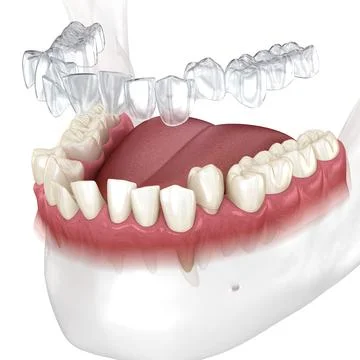 Invisalign braces or invisible retainer make bite correction. Stock Illustration