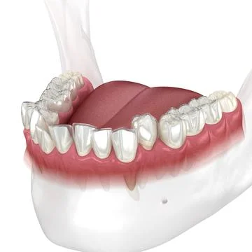 Invisalign braces or invisible retainer make bite correction. Stock Illustration