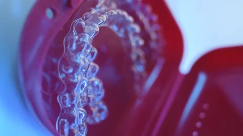 Invisalign clear aligner in red containe... | Stock Video | Pond5