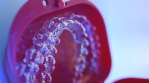 Invisalign clear aligner in red containe... | Stock Video | Pond5