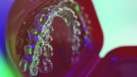 Invisalign clear aligner in red containe... | Stock Video | Pond5