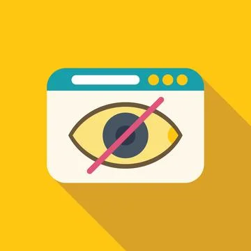 Invisible browsing mode, website showing blocked eye symbol 스톡 일러스트