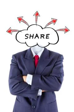 Invisible businessman cloud computing head brain idea Illustrazione stock