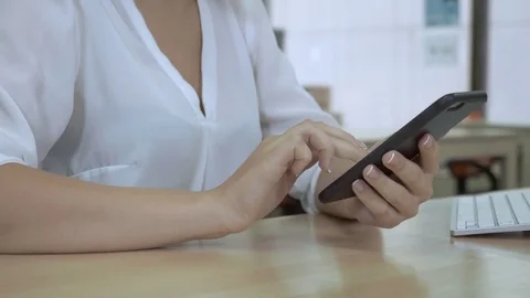 Invisible girl use touch screen mobile Stock Footage 83336373