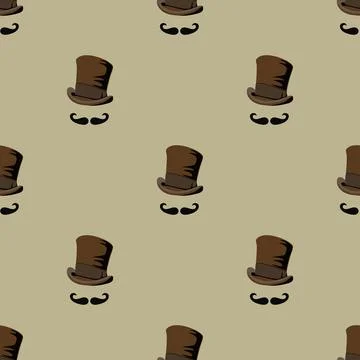 Invisible man steampunk style. Hat top hat and mustache. Template background Illustrazione stock