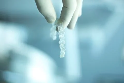 Invisible teeth aligners brackets Stock Photos