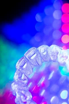 Invisible teeth aligners brackets Stock Photos
