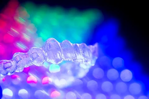 Invisible teeth aligners brackets Stock Photos