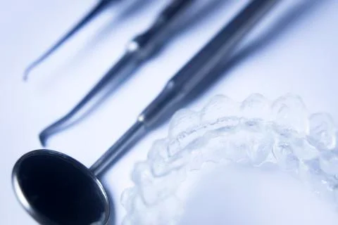 Invisible teeth aligners Stock Photos