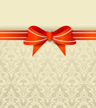 Invitation card with bow Stock Illustration