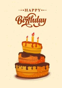Invitation card with cake Illustrazione stock
