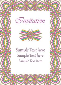 Invitation card with colorful pattern. Stock Illustration