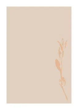 Invitation, card with a minimalist design. Beige background with leaves Illustrazione stock