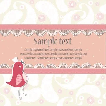 Invitation card with paisley pattern Stock Illustration