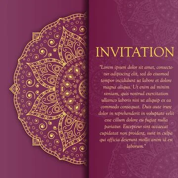 Invitation card with a round pattern. Vector illustration. Stock Illustration