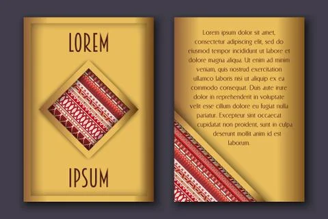 Invitation card set in boho style Stock Illustration