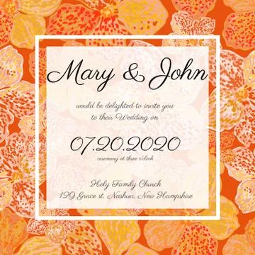 Invitation card template with floral pattern Illustrazione stock