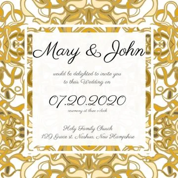 Invitation card template with openwork pattern Stock Illustration