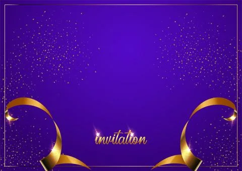 Invitation card template. Purple gradient background vector illustration Stock Illustration