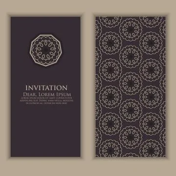 Invitation, cards with ethnic arabesque elements. Arabesque style design. Bus Illustrazione stock