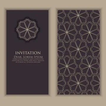 Invitation, cards with ethnic arabesque elements. Arabesque style design. Bus Illustrazione stock