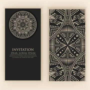 Invitation, cards with ethnic arabesque elements. Arabesque style design. Bus Illustrazione stock