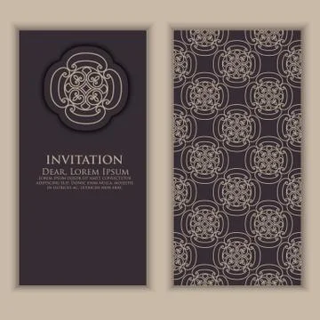 Invitation, cards with ethnic arabesque elements. Arabesque style design. Bus Illustrazione stock