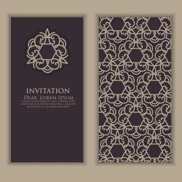 Invitation, cards with ethnic arabesque elements. Arabesque style design. Bus Illustrazione stock