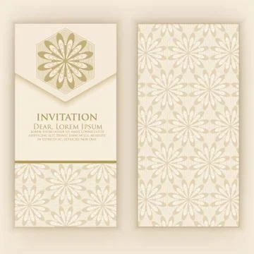 Invitation, cards with ethnic arabesque elements. Arabesque style design. Bus Illustrazione stock
