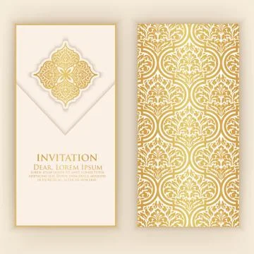 Invitation, cards with ethnic arabesque elements. Arabesque style design. Bus Illustrazione stock