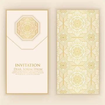 Invitation, cards with ethnic arabesque elements. Arabesque style design. Bus Illustrazione stock