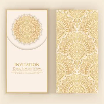 Invitation, cards with ethnic arabesque elements. Arabesque style design. Bus Illustrazione stock