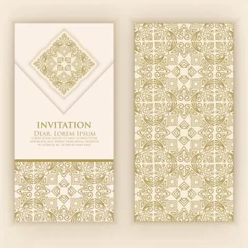 Invitation, cards with ethnic arabesque elements. Arabesque style design. Bus Illustrazione stock