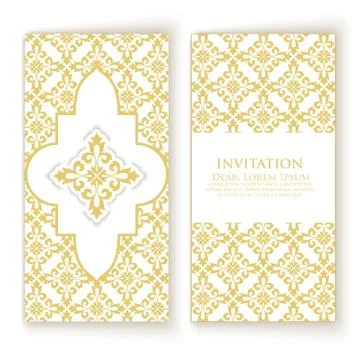 Invitation, cards with ethnic damask or arabesque elements. Abstract arabesqu Illustrazione stock