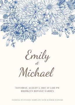 Invitation with flowers. Stock Illustration