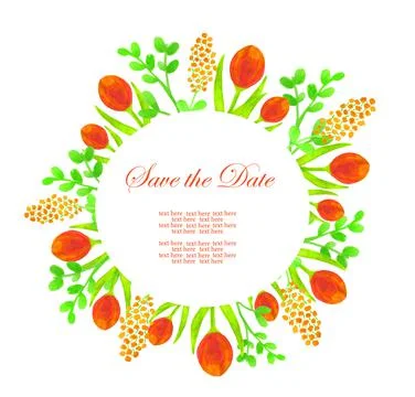 Invitation frame for the wedding. Save the date. Bride and groom. Stock Illustration