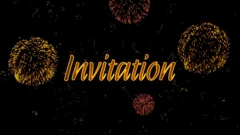 Invitation Greeting text with particles, colored fireworks, sparks and stars 動画素材 99048765