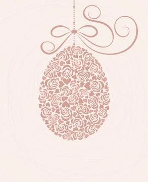 Invitation Happy Easter card with a eggs pink color Stock Illustration