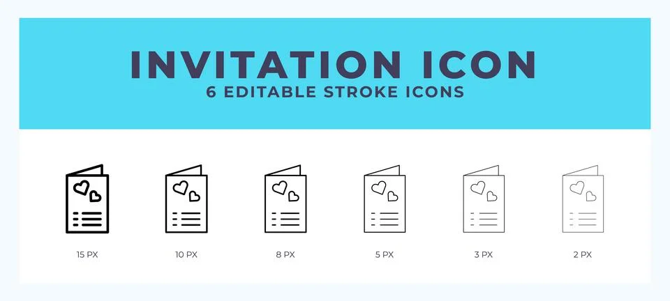 Invitation icon with different stroke. Editable stroke. Vector illustration. Stock Illustration