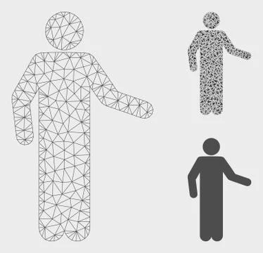 Invitation Pose Vector Mesh 2D Model and Triangle Mosaic Icon Illustrazione stock