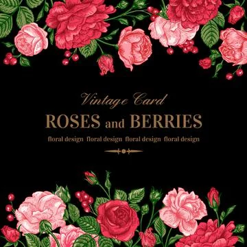 Invitation with roses. Stock Illustration