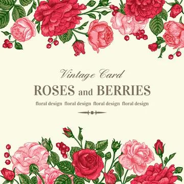 Invitation with roses. Illustrazione stock