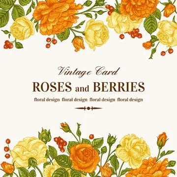 Invitation with roses. Illustrazione stock