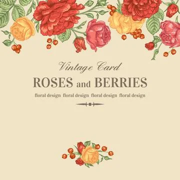 Invitation with roses. Illustrazione stock