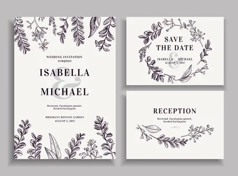Invitation, save the date, reception card. Stock Illustration