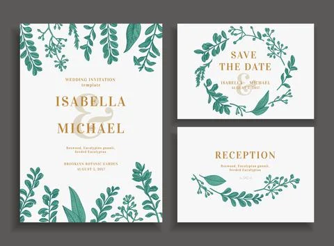 Invitation, save the date, reception card. Illustrazione stock
