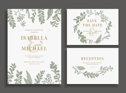 Invitation, save the date, reception card. Illustrazione stock