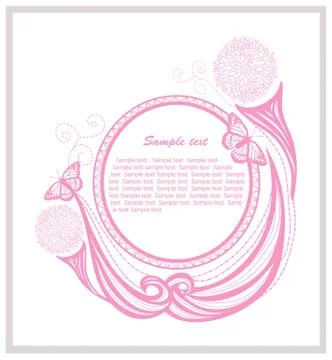 Invitation template with floral elements. abstract border or frame. Stock Illustration